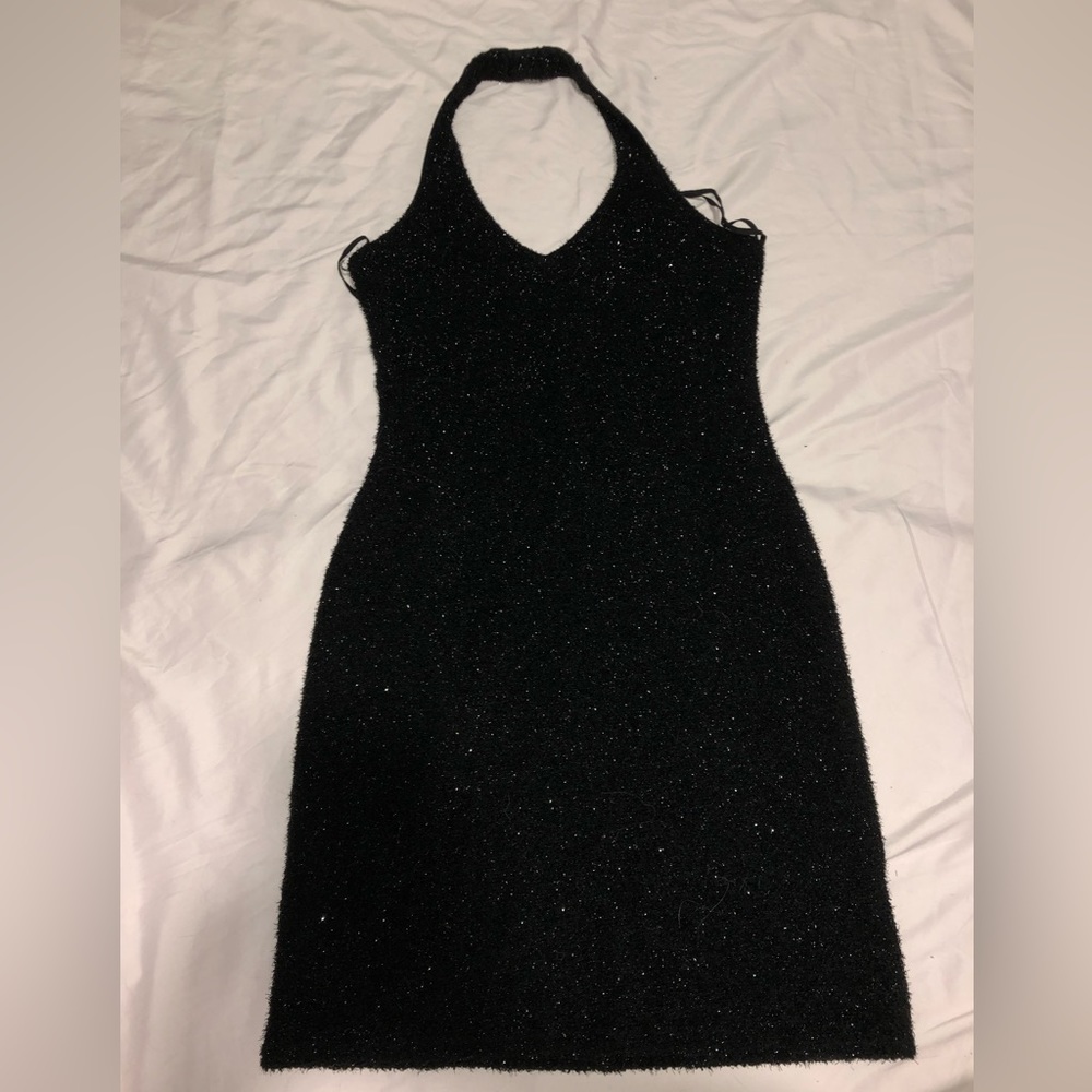 Black halter top jump dress
